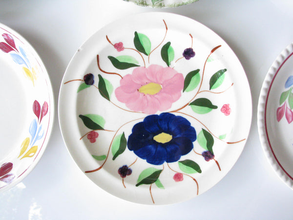 edgebrookhouse - 1940s Southern Pottery Blue Ridge Mix Match Floral Ironstone Dinner or Luncheon Plates - Set of 12