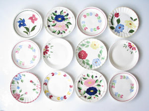 edgebrookhouse - 1940s Southern Pottery Blue Ridge Mix Match Floral Ironstone Dinner or Luncheon Plates - Set of 12
