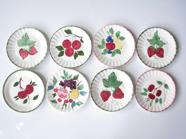 edgebrookhouse - 1940s Southern Pottery Blue Ridge Mix Match Fruit Ironstone Dinner or Luncheon Plates - Set of 8