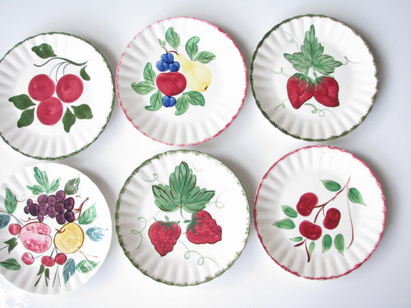 edgebrookhouse - 1940s Southern Pottery Blue Ridge Mix Match Fruit Ironstone Dinner or Luncheon Plates - Set of 8