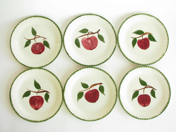 edgebrookhouse - 1940s Southern Pottery Blue Ridge Quaker Apple Ironstone Salad and Bread Plates - 11 Pieces