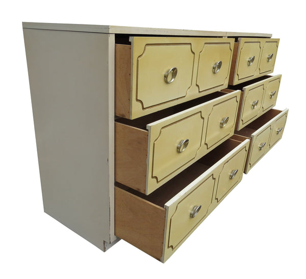 edgebrookhouse - 1950s hollywood regency 3 drawer chest of drawers or bachelor chests a pair