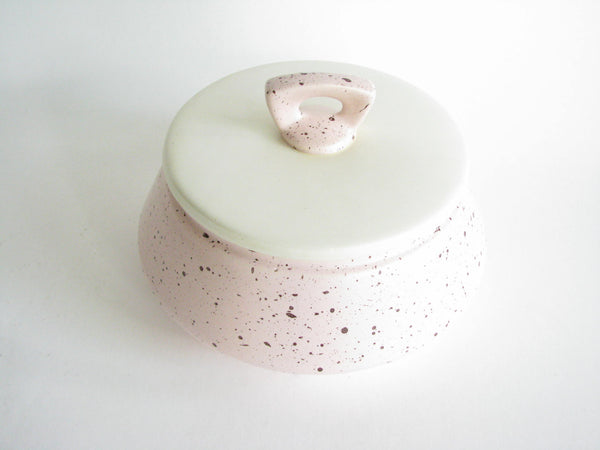 edgebrookhouse - 1950s Bauer Pottery Speckled Pink Lidded Pottery Serving Dish