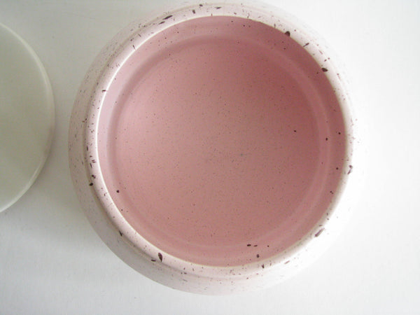 edgebrookhouse - 1950s Bauer Pottery Speckled Pink Lidded Pottery Serving Dish