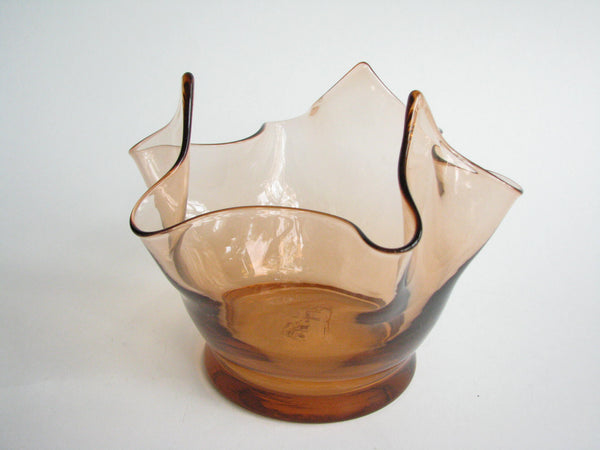 edgebrookhouse - 1950s Bischoff Copperette Glass Handkerchief Vase / Bowl