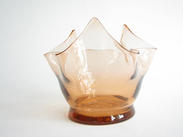 edgebrookhouse - 1950s Bischoff Copperette Glass Handkerchief Vase / Bowl