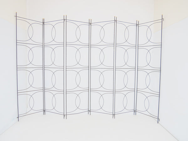 edgebrookhouse - 1950s Frederick Weinberg Six-Panel Art Deco Style Iron and Brass Room Divider