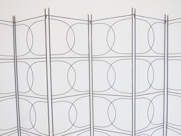 edgebrookhouse - 1950s Frederick Weinberg Six-Panel Art Deco Style Iron and Brass Room Divider