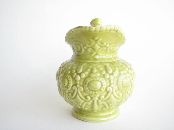 edgebrookhouse - 1950s Green Camark Pottery Pitcher Embossed with Baroque Style Design