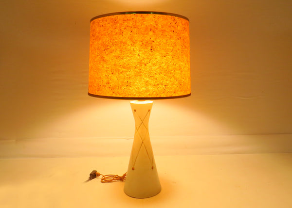 edgebrookhouse - 1950s Hand-Painted Ceramic Table Lamp With Faux Cork Shade