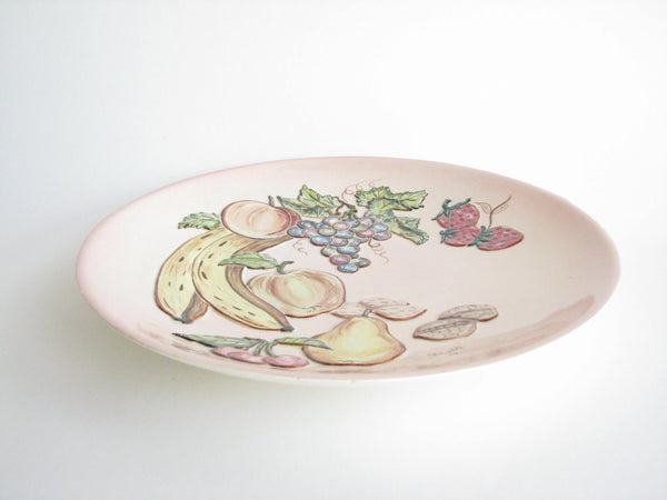 edgebrookhouse - 1950s Handmade Decorative Ceramic Platter with Embossed Fruit