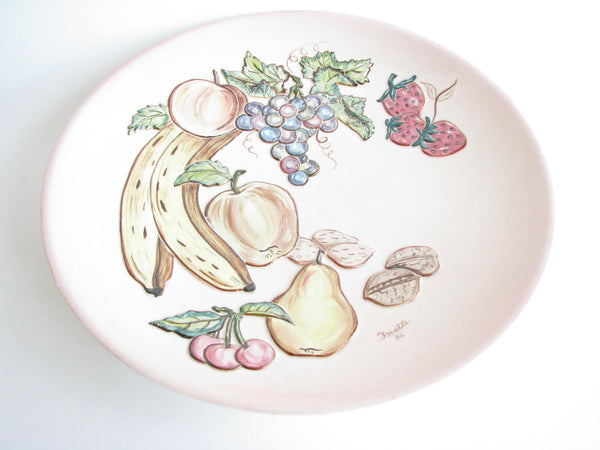 edgebrookhouse - 1950s Handmade Decorative Ceramic Platter with Embossed Fruit