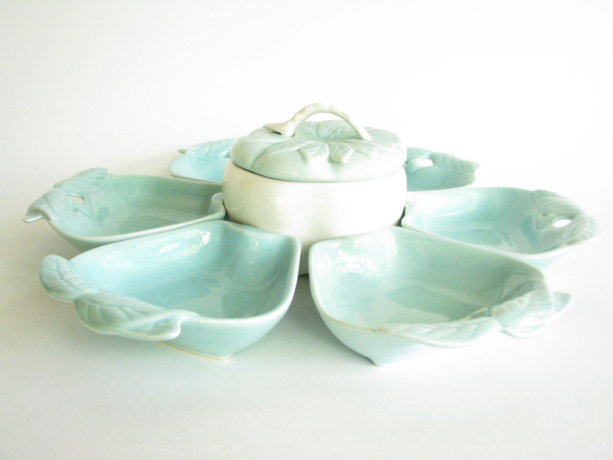 Mcm vintage 4 piece serving fitted dishes/platter by Hoenig of Calif (California 319 USA)