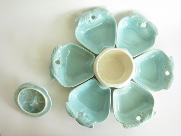 edgebrookhouse - 1950s Hoenig California Pottery Turquoise Apple Serving Dishes - 10 Pieces