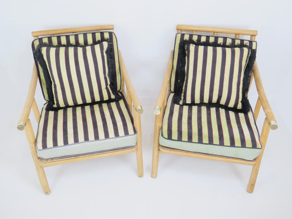 edgebrookhouse - 1950s John Wisner for Ficks Reed Campaign Rattan Lounge Chairs - a Pair