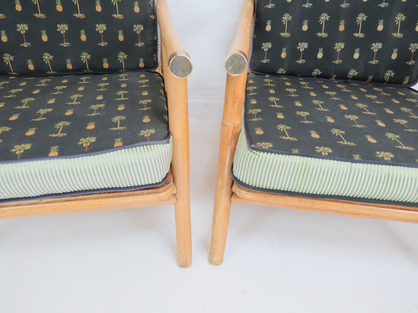 edgebrookhouse - 1950s John Wisner for Ficks Reed Campaign Rattan Lounge Chairs - a Pair