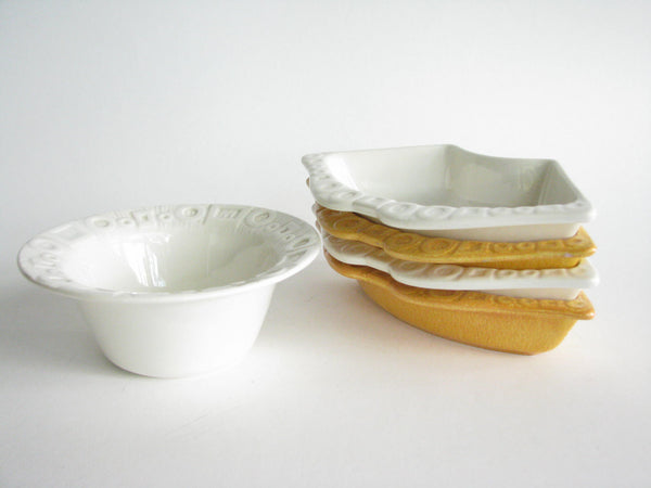 edgebrookhouse - 1950s Maddux of California Pottery Serving Dishes with Embossed Rims - 5 Pieces