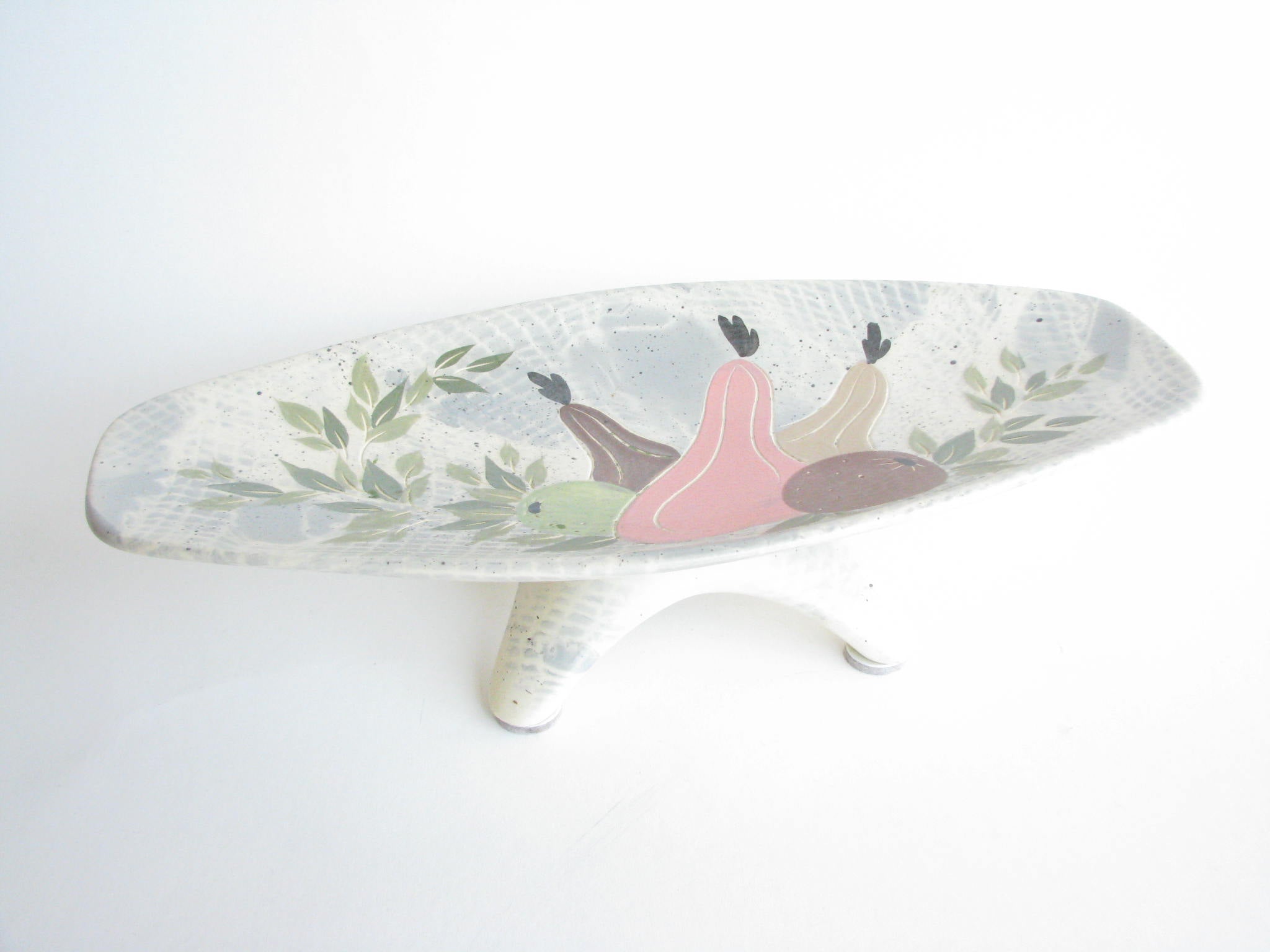 edgebrookhouse - 1950s Marc Bellaire California Pottery Hand-Painted Footed Concave Tray