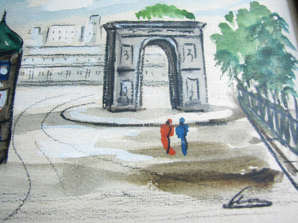edgebrookhouse - 1950s Original Watercolor Paintings of Paris Scenes by Andre – Set of 3