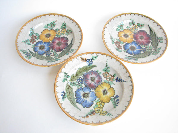 edgebrookhouse - 1950s PZH Areo Gouda Holland Hand-Painted Decorative Pottery Bowls - Set of 3