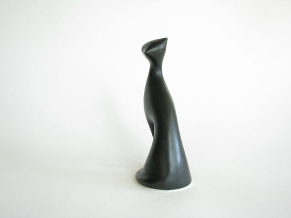 edgebrookhouse - 1950s Royal Dux Bohemia Modernist Porcelain Black Cat Figurine