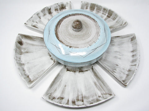 edgebrookhouse - Vintage 1950s Santa Anita Vreniware Large Lidded Serving Dish & Relish Trays Serving Dishes - 6 Pieces