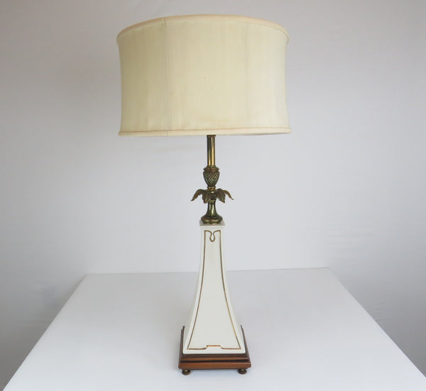 edgebrookhouse - 1950s Stiffel Lenox Porcelain Obelisk and Brass Table Lamp