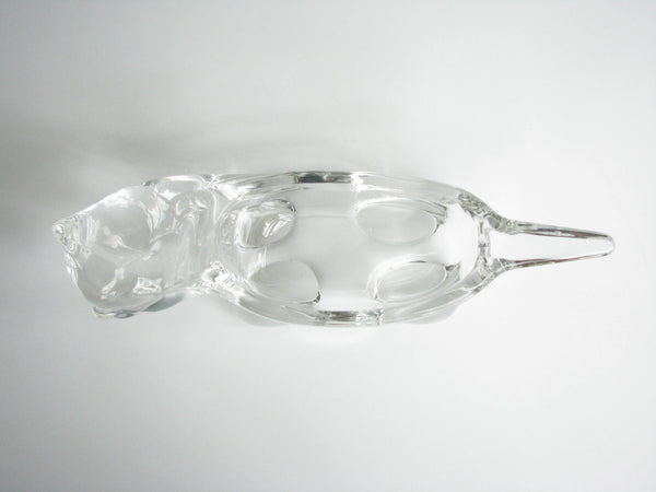edgebrookhouse - 1950s Vannes-le-Chatel France Crystal Cat Trinket / Candy / Pipe Holder