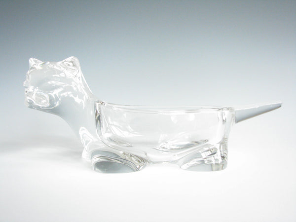 edgebrookhouse - 1950s Vannes-le-Chatel France Crystal Cat Trinket / Candy / Pipe Holder