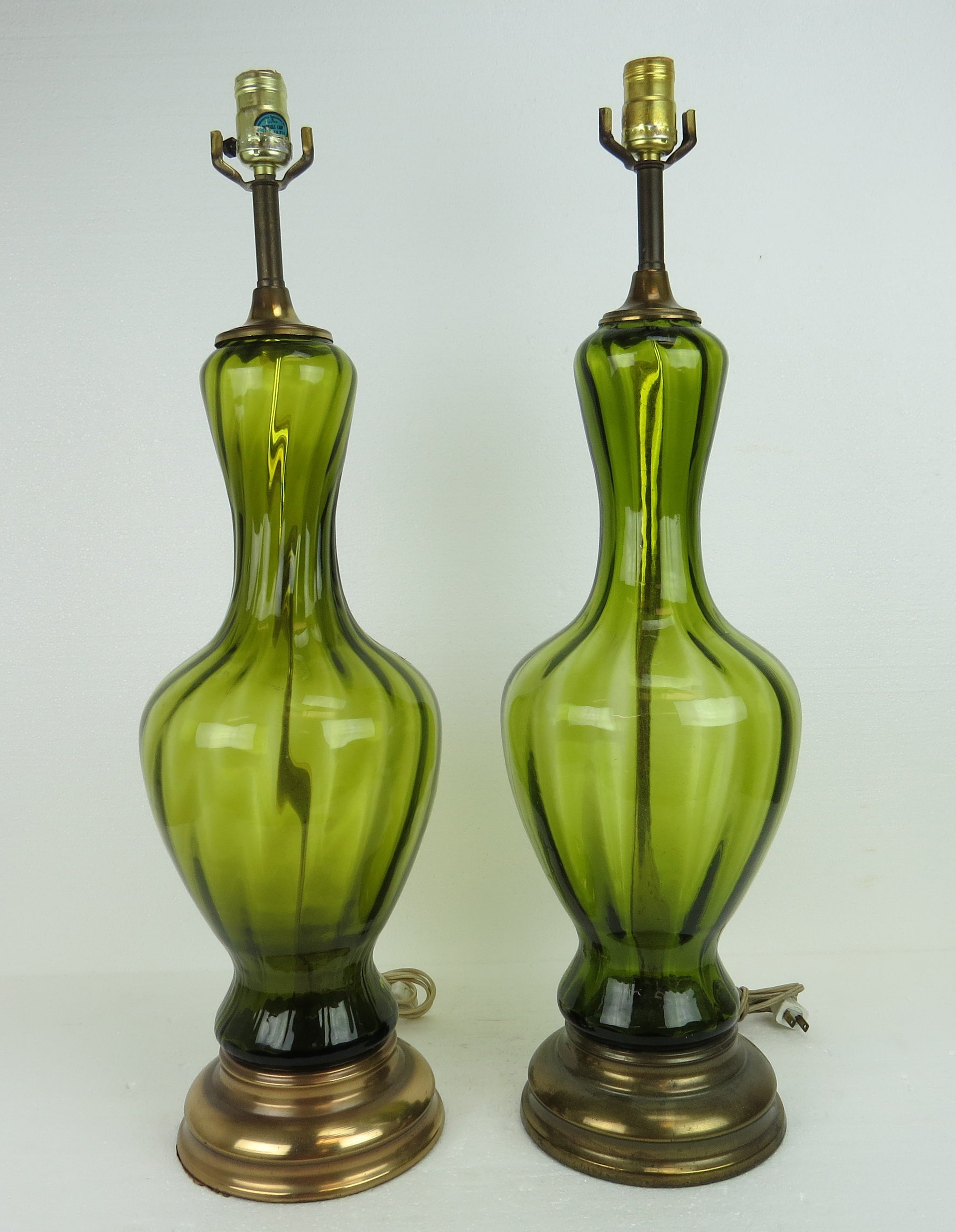 Vintage 1950s Green Marbro Murano Glass Lamp by Seguso - a Pair 