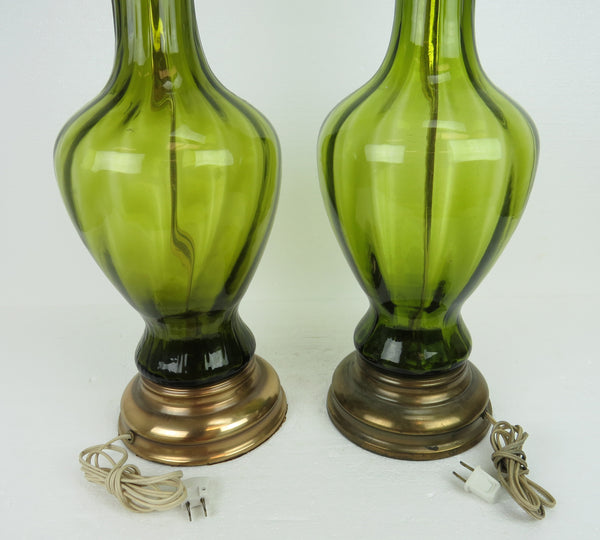 edgebrookhouse - 1950s Green Marbro Murano Glass Lamp by Seguso - a Pair