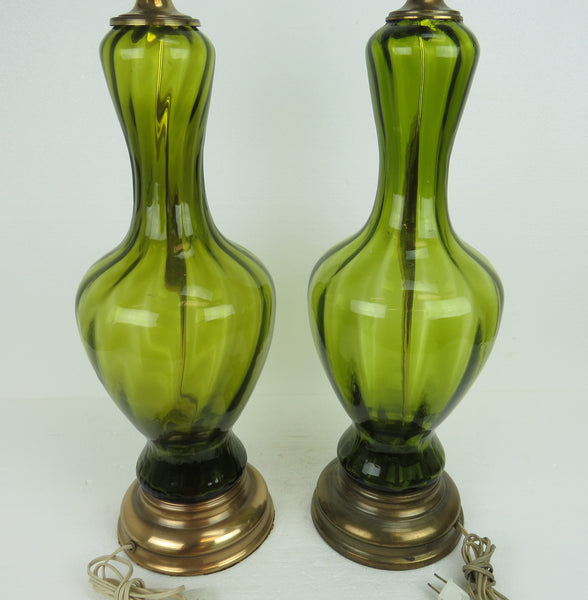 edgebrookhouse - 1950s Green Marbro Murano Glass Lamp by Seguso - a Pair