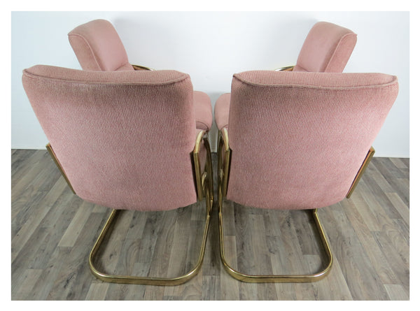 edgebrookhouse - 1960's Brass Cantilever Dining Chairs by Pace in the Style of Milo Baughman - Set of 4
