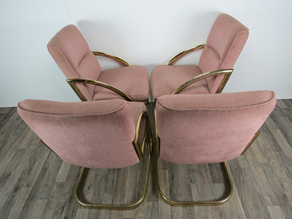 edgebrookhouse - 1960's Brass Cantilever Dining Chairs by Pace in the Style of Milo Baughman - Set of 4