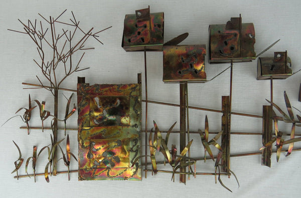 edgebrookhouse - 1960s Brutalist Curtis Jere Brass and Copper Wall Sculpture with Mailboxes