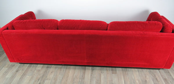 edgebrookhouse - 1960s mid century modern italian lipstick red button tufted velvet sofa