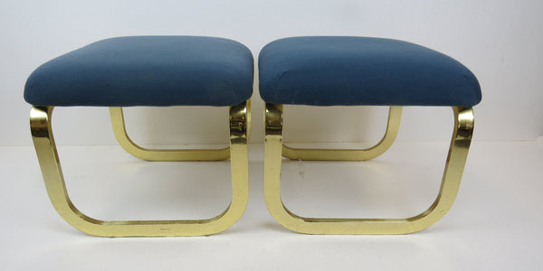 edgebrookhouse - 1960s milo baughman brass footstools or benches or ottomans a pair