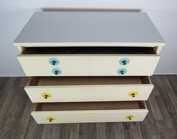 edgebrookhouse - 1960s vintage white bachelors chest with interchangeable color discs
