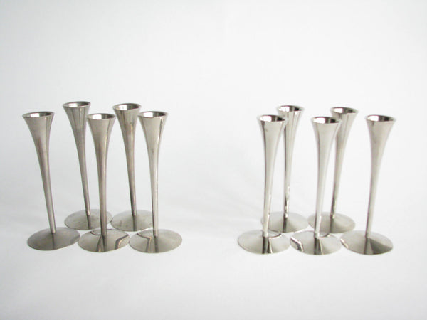 edgebrookhouse - 1960s Arthur Salm Solingen Brushed Stainless Steel Candle Holders - Set of 5