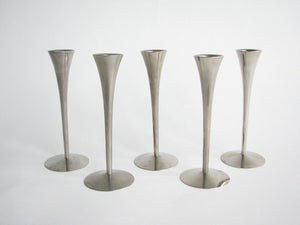 edgebrookhouse - 1960s Arthur Salm Solingen Brushed Stainless Steel Candle Holders - Set of 5