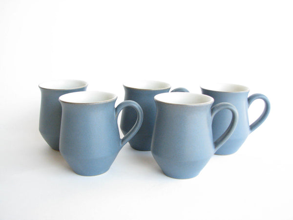 edgebrookhouse - 1960s Denby Echo Blue Stoneware Coffee Cups - Set of 5