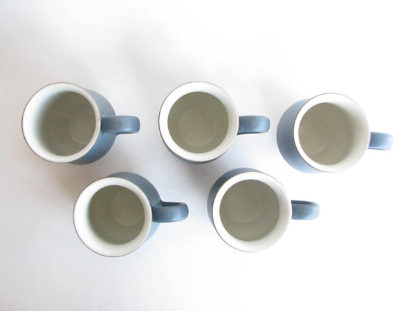 edgebrookhouse - 1960s Denby Echo Blue Stoneware Coffee Cups - Set of 5