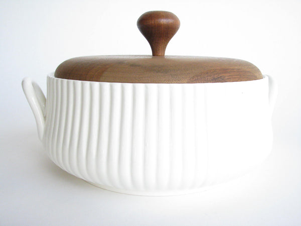 edgebrookhouse - 1960s Ernest Sohn Creations Ceramic Casserole Serving Dish with Teak Lid