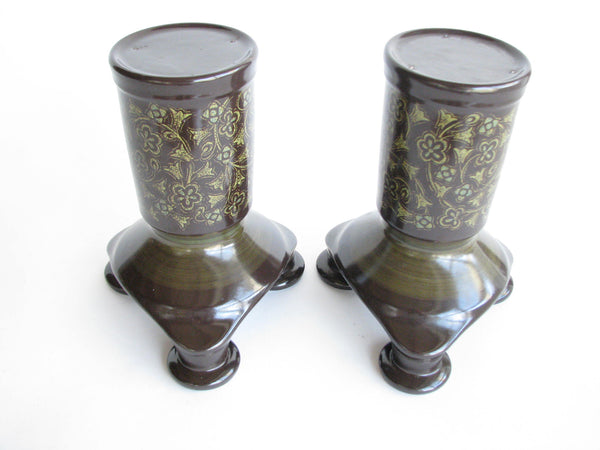 edgebrookhouse - 1960s Franciscan Madeira Pillar Candle Holder or Taper Candelabra - a Pair