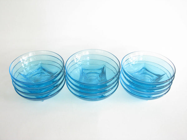 edgebrookhouse - 1960s Hazel-Atlas Aqua Glass Bowls in Capri Colonial Pattern - Set of 12