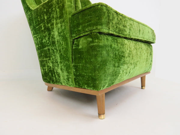 edgebrookhouse - 1960s Hollywood Regency Emerald Green Crushed Velvet Lounge Chairs - a Pair