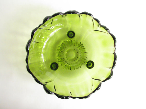edgebrookhouse - 1960s Indiana Glass Green Footed Serving or Centerpiece Bowl