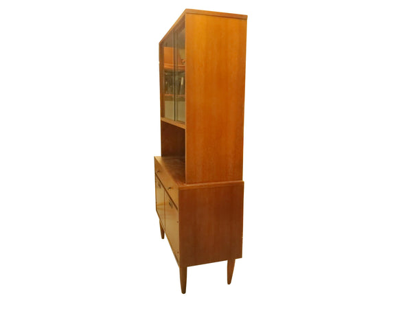 edgebrookhouse - 1960s Mid-Century Modern Walnut Hutch Cabinet With Sliding Glass