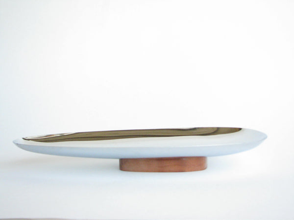 edgebrookhouse - 1960s Milbern Large Chrome and Walnut Organic Shaped Serving Tray