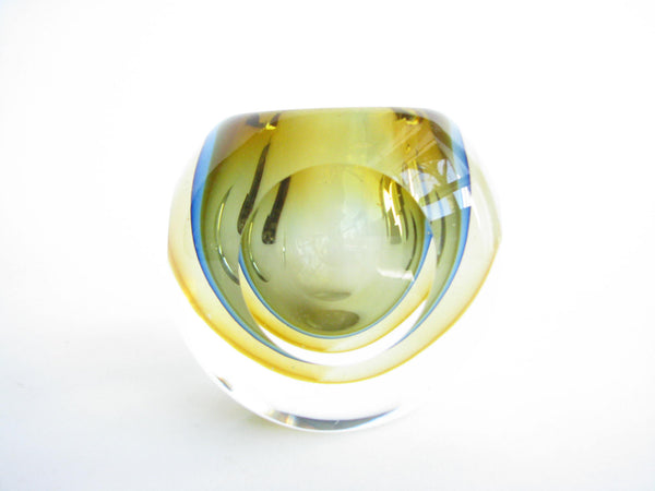edgebrookhouse - 1960s Murano Sommerso Art Glass Rounded Cube Candle Holder or Vase by Flavio Poli